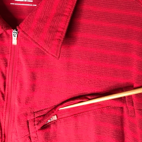 Mountain Hardwear 1/4 Zip Polo Shirt Performance Gear Red Stripes Men's XXL - Picture 6 of 12
